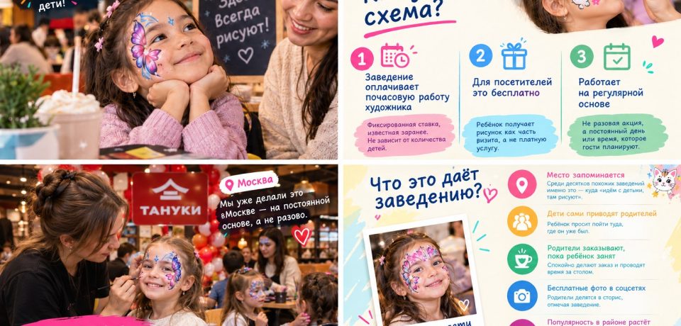 Регулярный аквагрим для гостей ресторана — Akvagrim.uz Ташкент